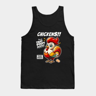 Chicken Poops Breakfast Funny Chicken Joke Farm Animals Tank Top